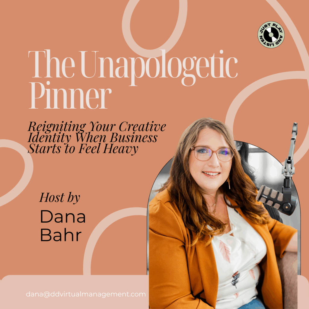 Creative business owner reflecting on her work, illustrating how growing businesses can lose creative space when visibility pressure replaces curiosity.